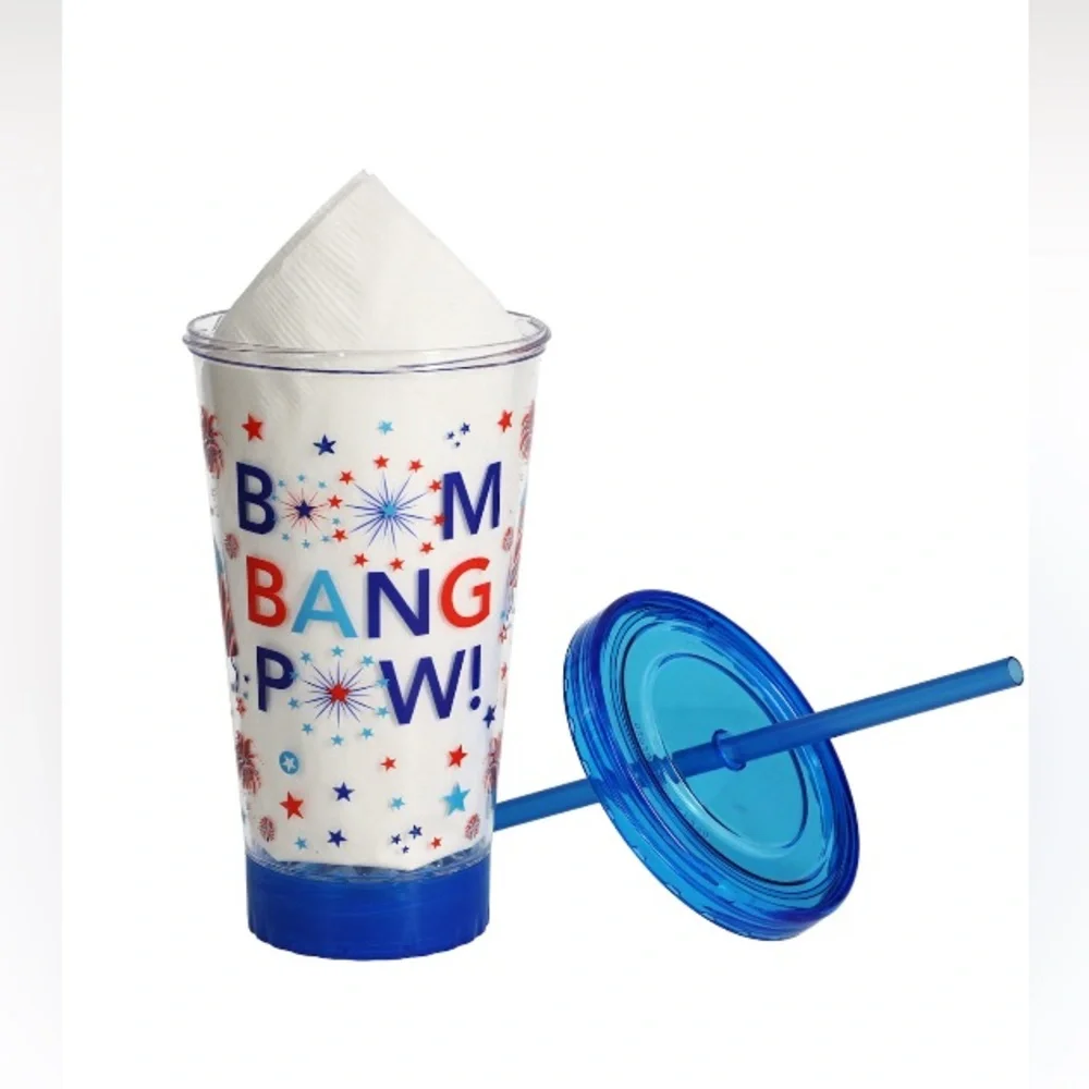 Patriotic 4th of July Light Up 🎆Colorful Party Tumblers with Straws 🇺🇸 NWT